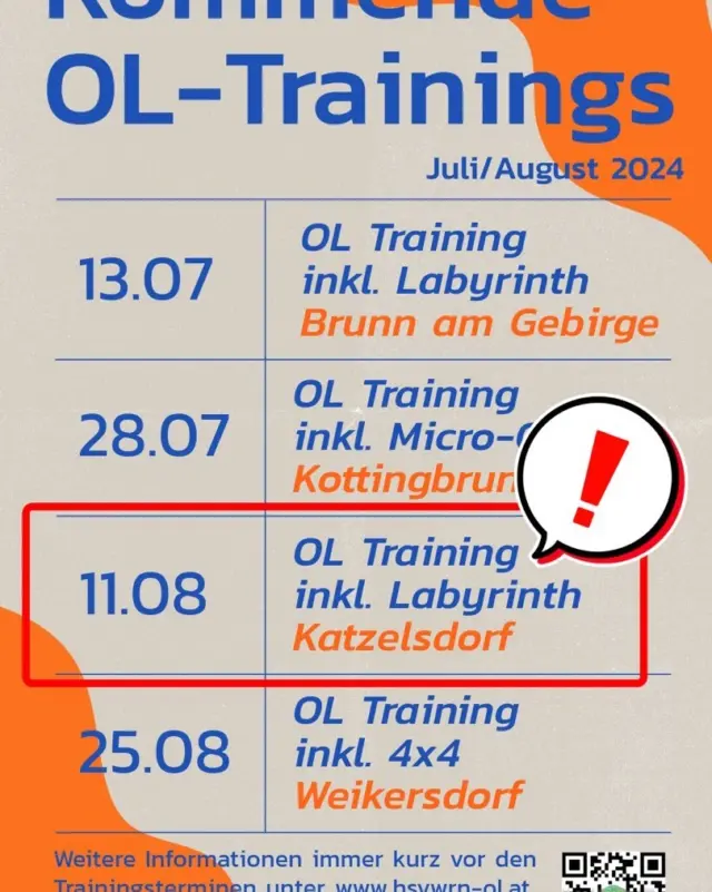 Leider kurzfristige Gebietsänderung des Trainings am Sonntag. Wir sind in KATZELSDORF! Wir freuen uns auf euch!